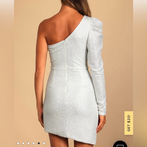 Brightly Shining Silver Metallic One-Shoulder Mini Dress (Worn Once) - Picture 5 of 7